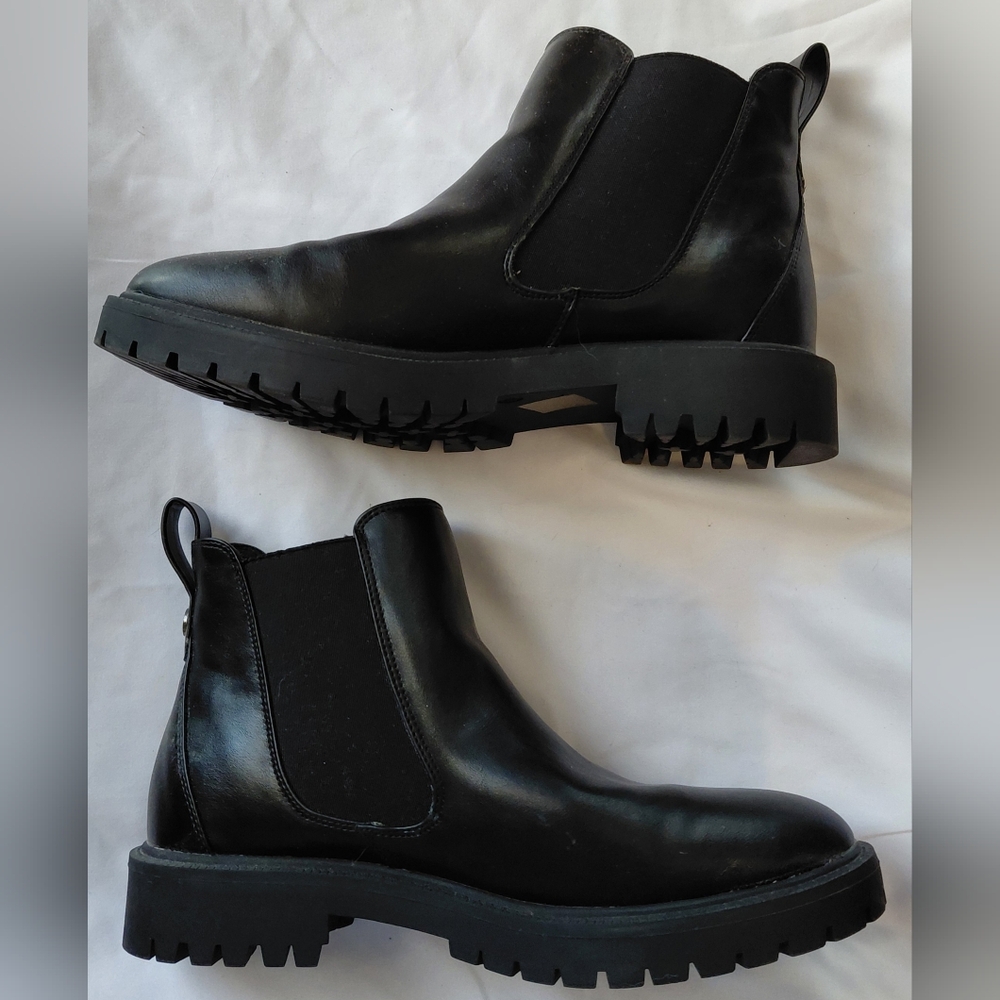 Chunky Womens Black Boots Sz 9.5 Grunge Slouchy Punk Combat